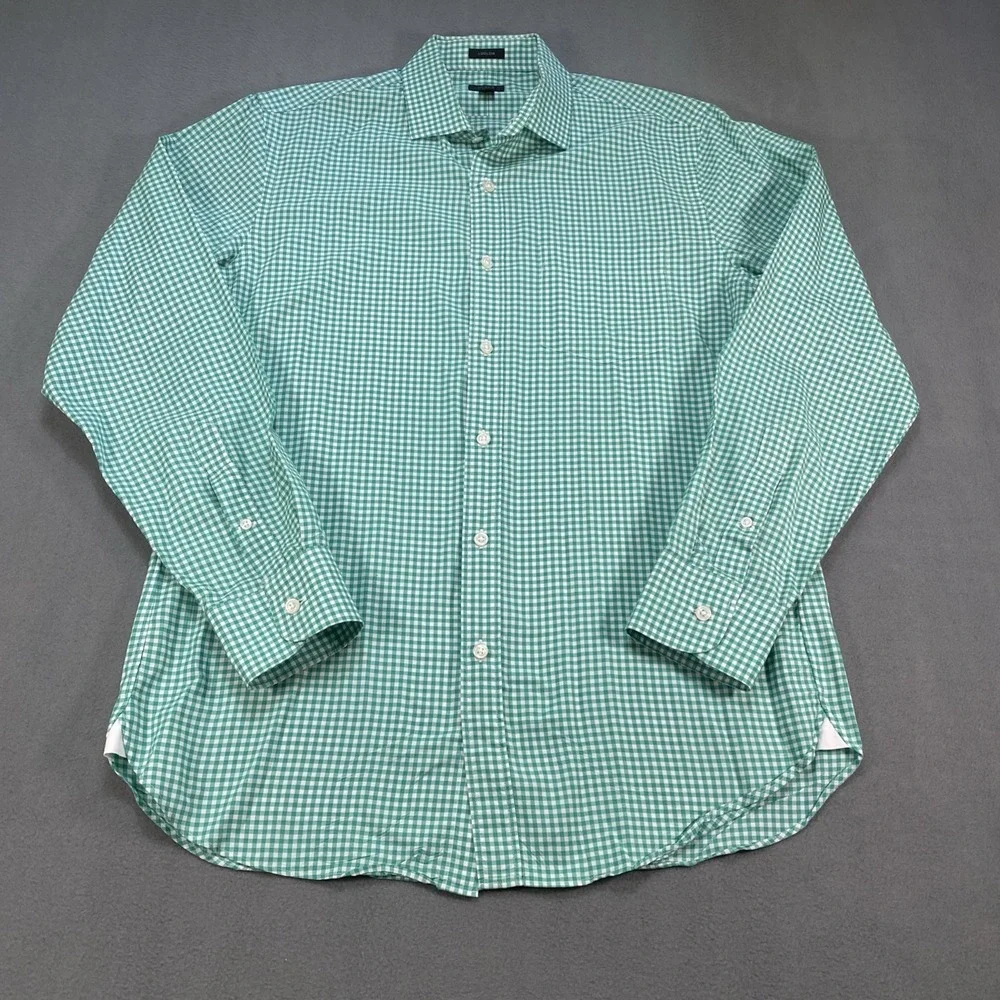 J. Crew Mens Ludlow Long Sleeve Button Down Shirt Green Gingham Medium Preppy‎